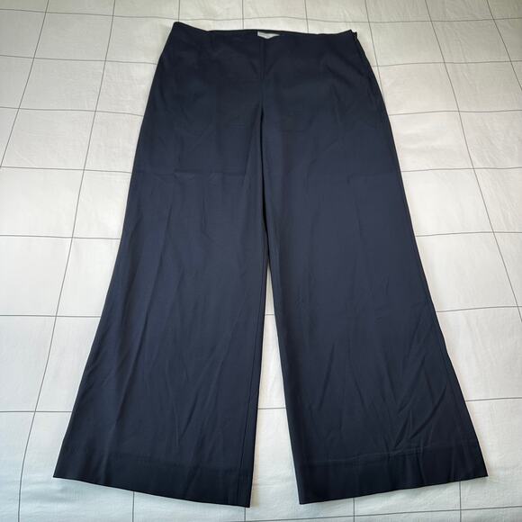 Vince Pants Womens 12 Blue Deconstructed Wide Leg Trouser Side Zip Classic Work - Picture 2 of 13